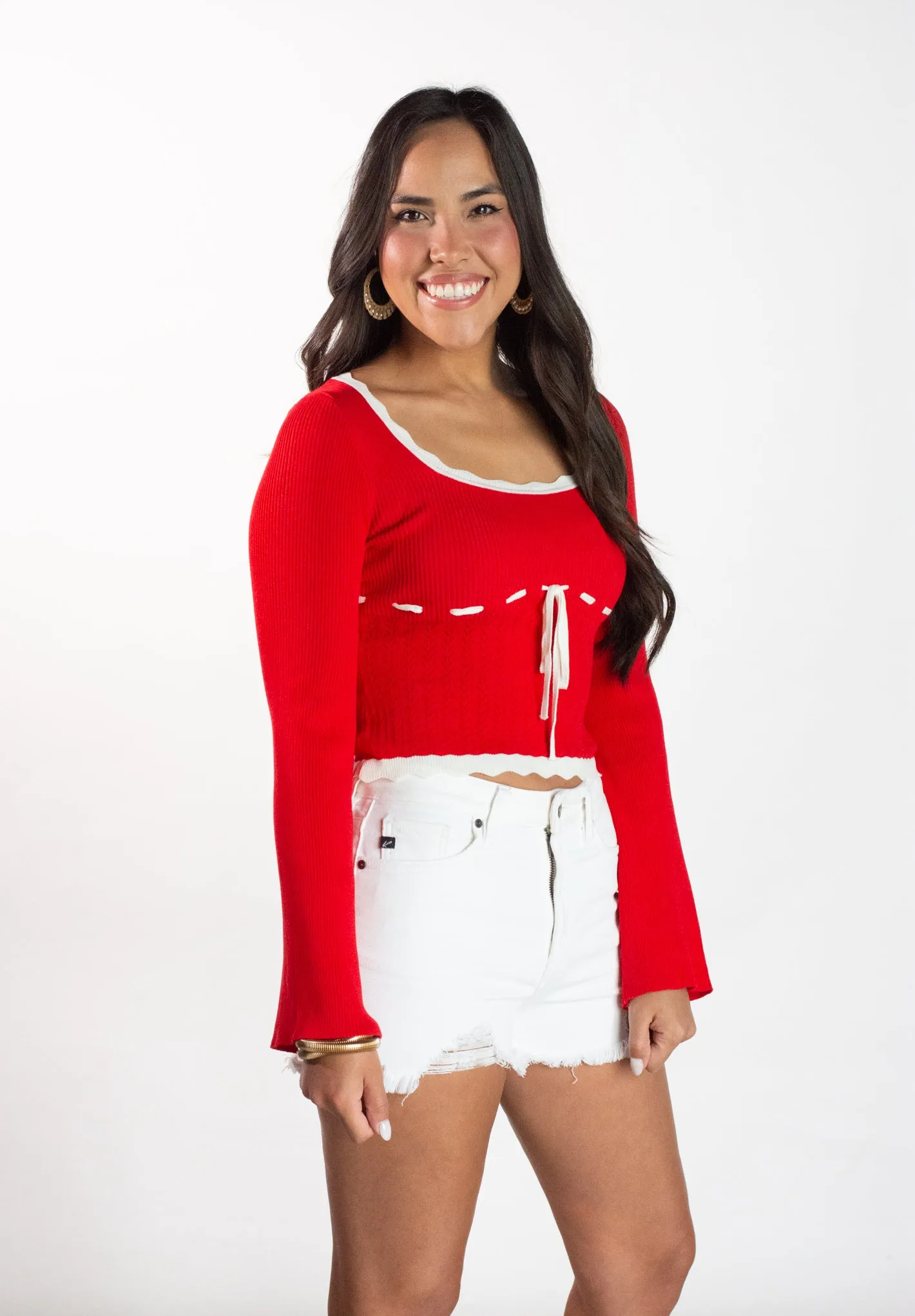 Love Unscripted Long Sleeve Crochet Top