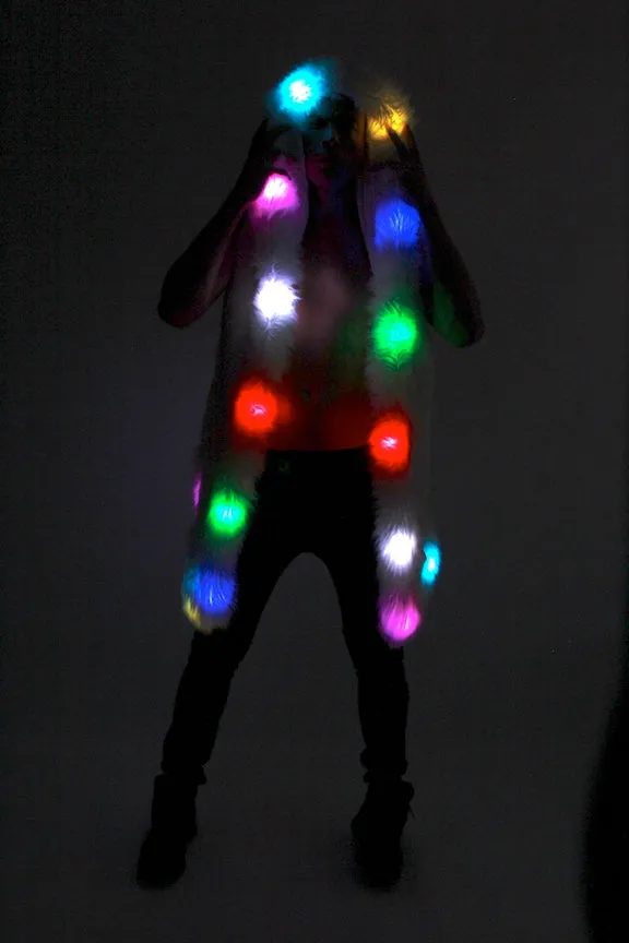 Men's LED Sequin Vest in "Silver Hologram-Black"