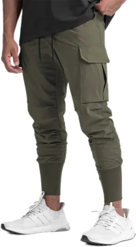 Men's Lightweight Cargo High Rib Jogger Slim Fit Workout Pants with Zip Pockets