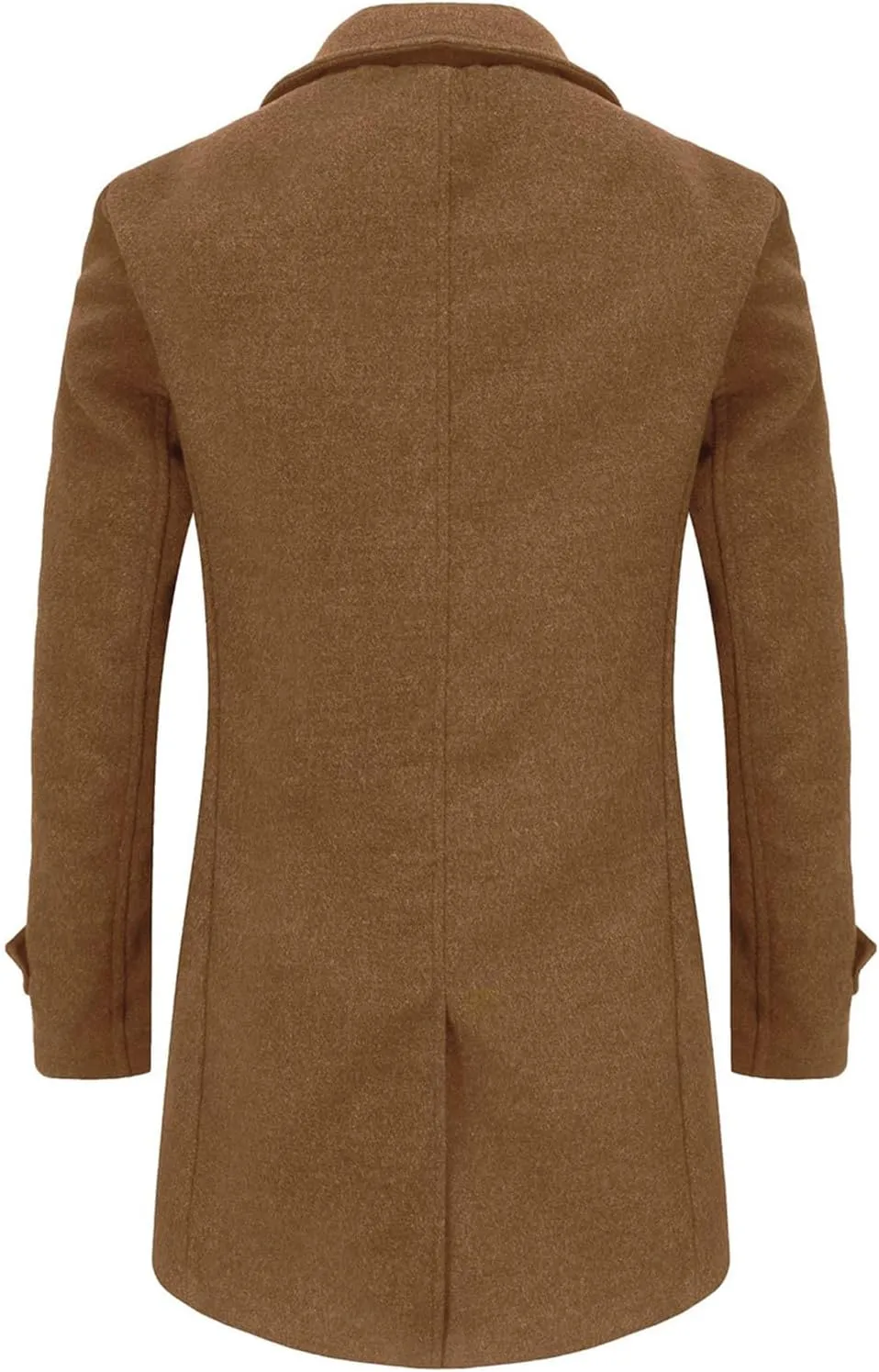 Men's Trench Casual Long Jacket Winter Classic Wool Blend Overcoat with Pockets