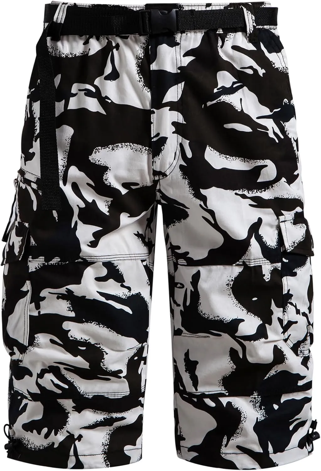 Mylldey Men's Cargo Shorts 3/4 Relaxed Fit Mens Running Shorts 7 Pockets Elastic Waist Cotton Hiking Shorts