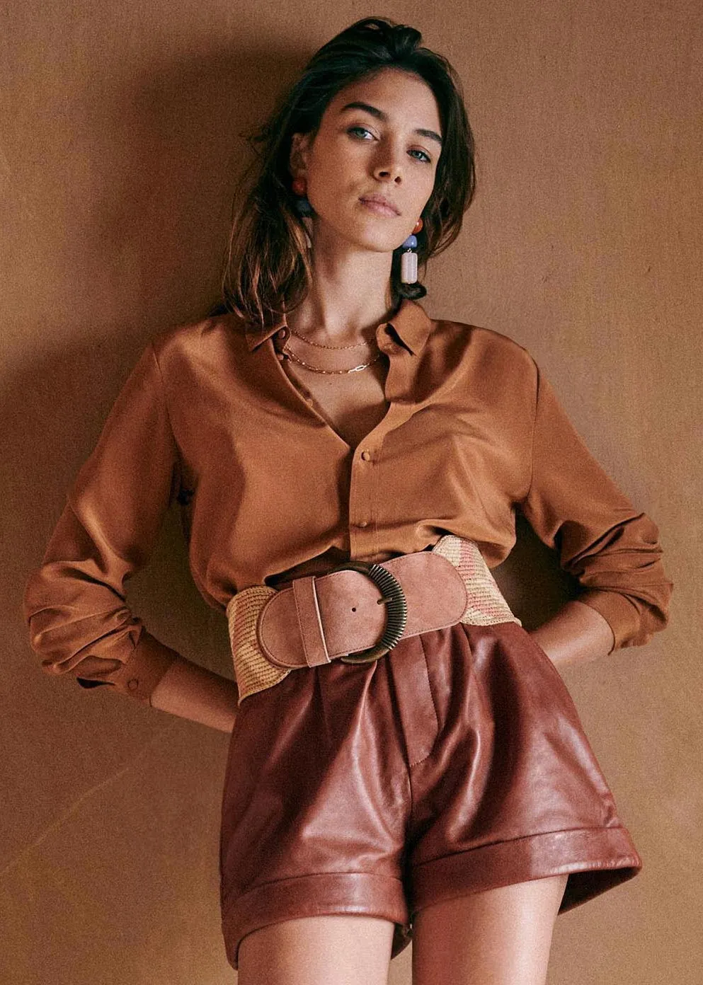 NoNothing | Elegant Coffee Pure Silk Top