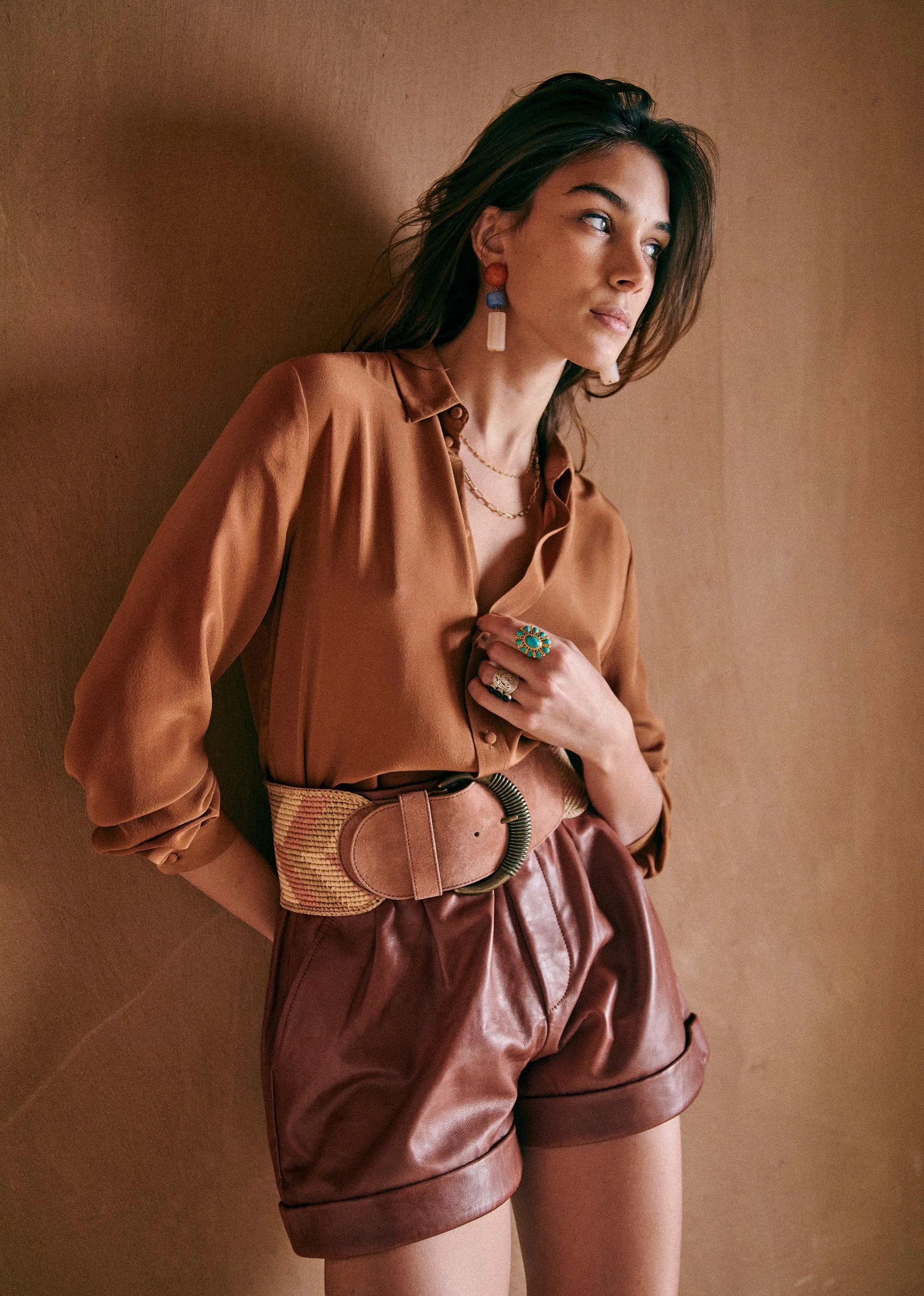 NoNothing | Elegant Coffee Pure Silk Top