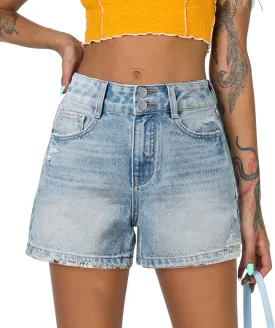 onlypuff Women Denim Shorts Cut Off Mid Rise Frayed Jean Shorts