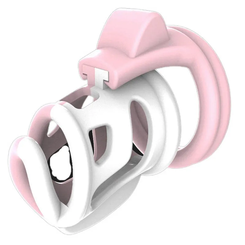 Pink White Sissy Boy Chastity Cage