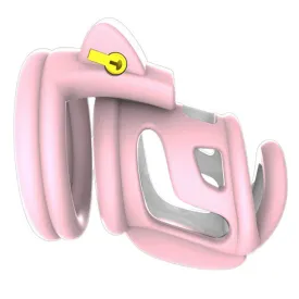 Pink White Sissy Boy Chastity Cage
