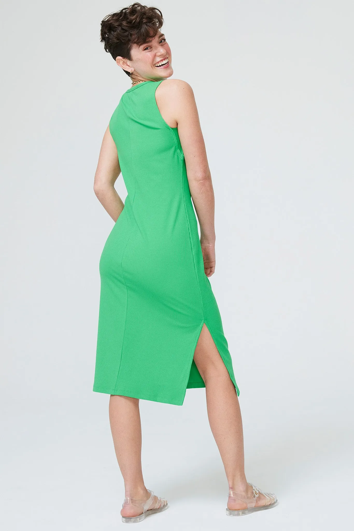 Rib Dress in Spring Green