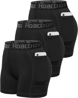 Roadbox 4" Women's Spandex Compression Shorts, 3 Pack Volleyball Shorts Athletic Biker Shorts for Workout Running Gym Yoga