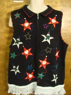 Santa and Snowmen Stars Cute Christmas Sweater Vest