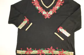 Splash of Golden Poinsettias-  XX Large Christmas Sweater