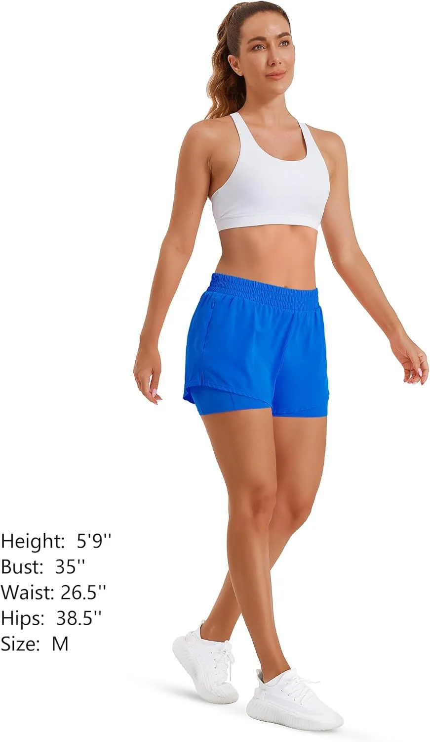 Stelle Women's 2 in 1 Running Shorts Athletic Workout Gym Shorts High Waisted Shorts with Liner Zipper Pockets