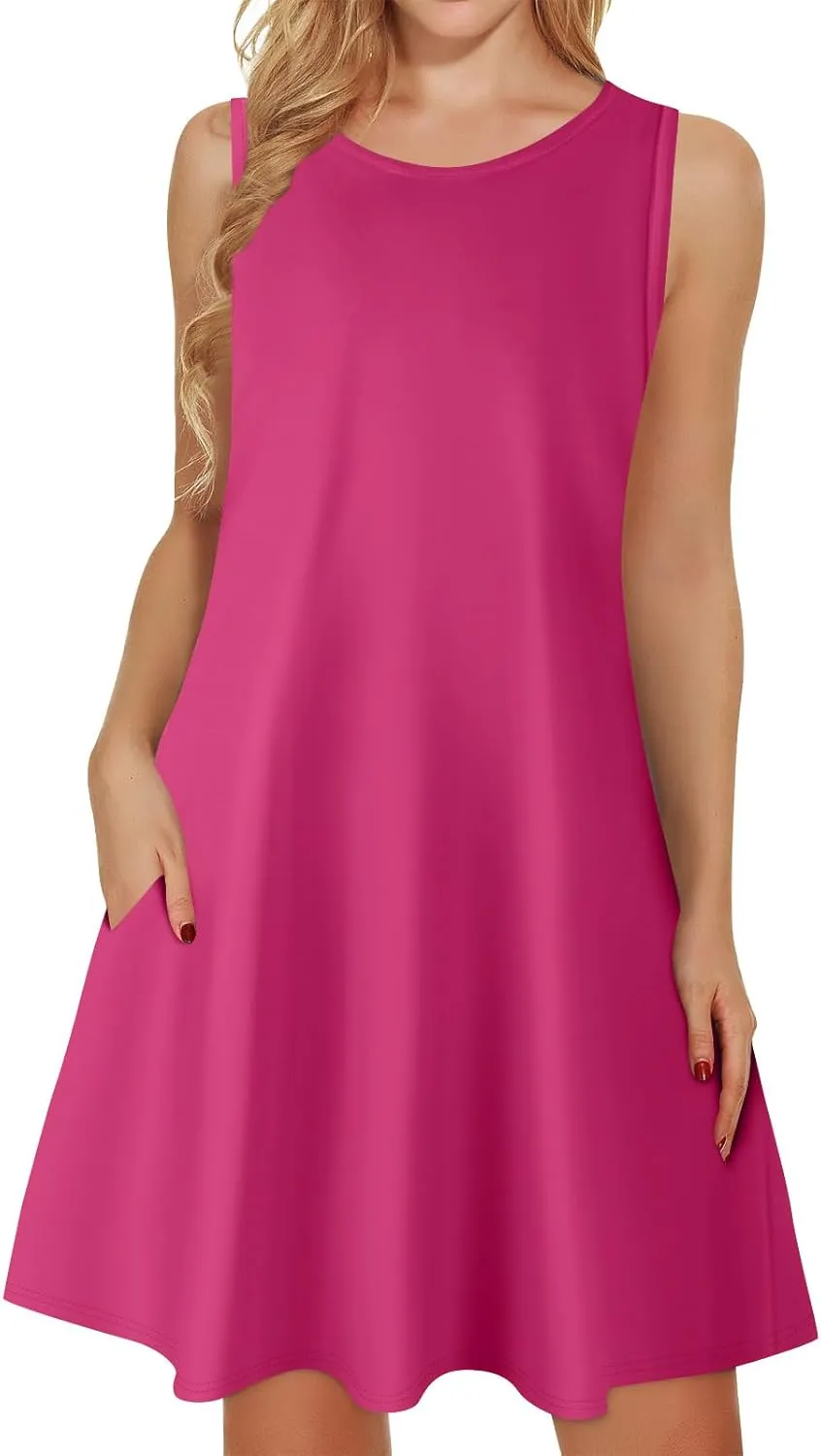 Summer Dresses for Women Vacation V Neck Dress with Pocket Beach 2025 Sundress Casual Printed Swimsuit Coverup