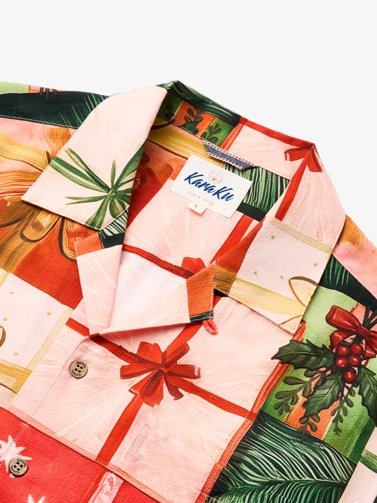 Vintage Festive Christmas Gift Seersucker Camp Shirt
