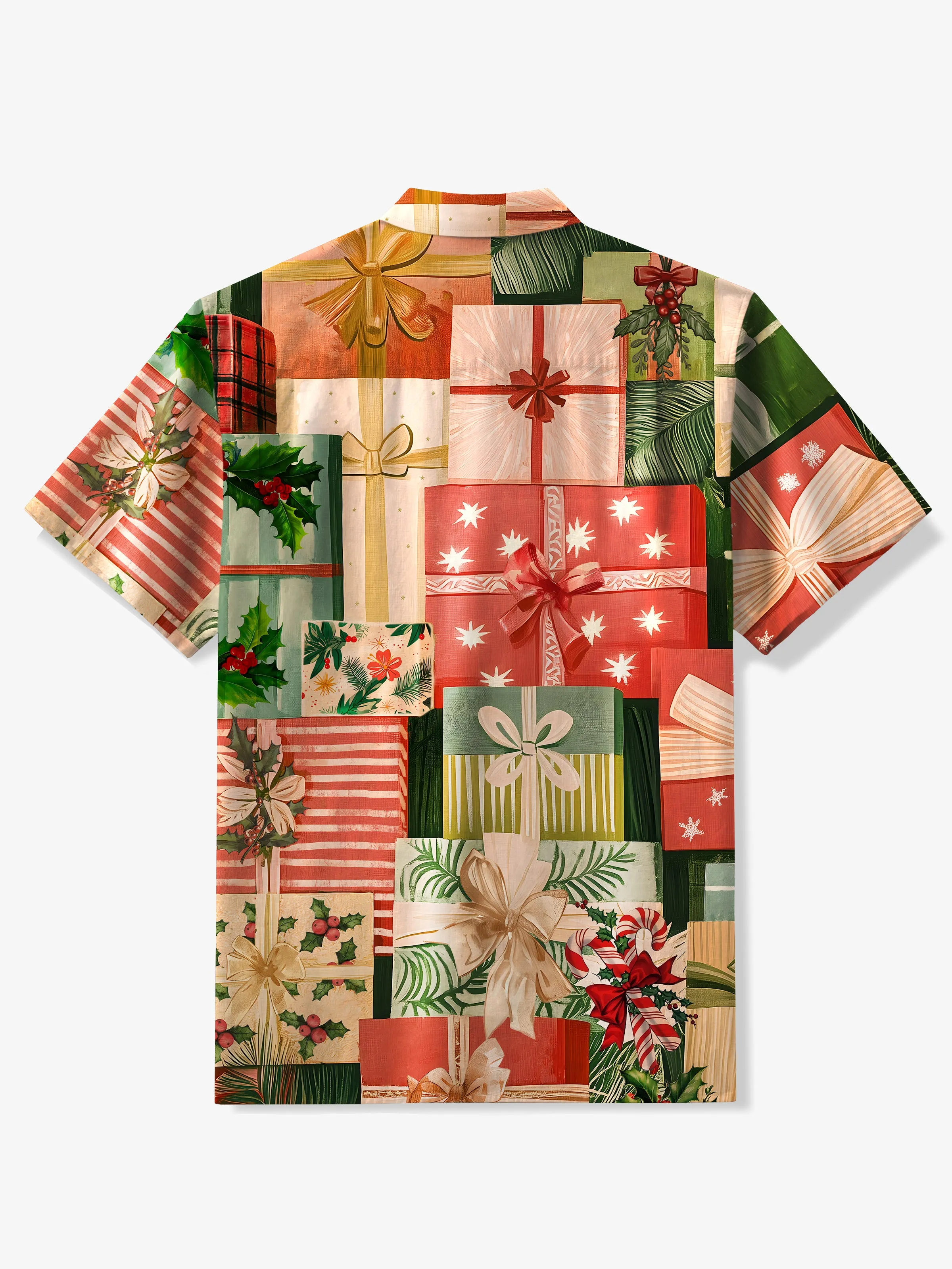 Vintage Festive Christmas Gift Seersucker Camp Shirt