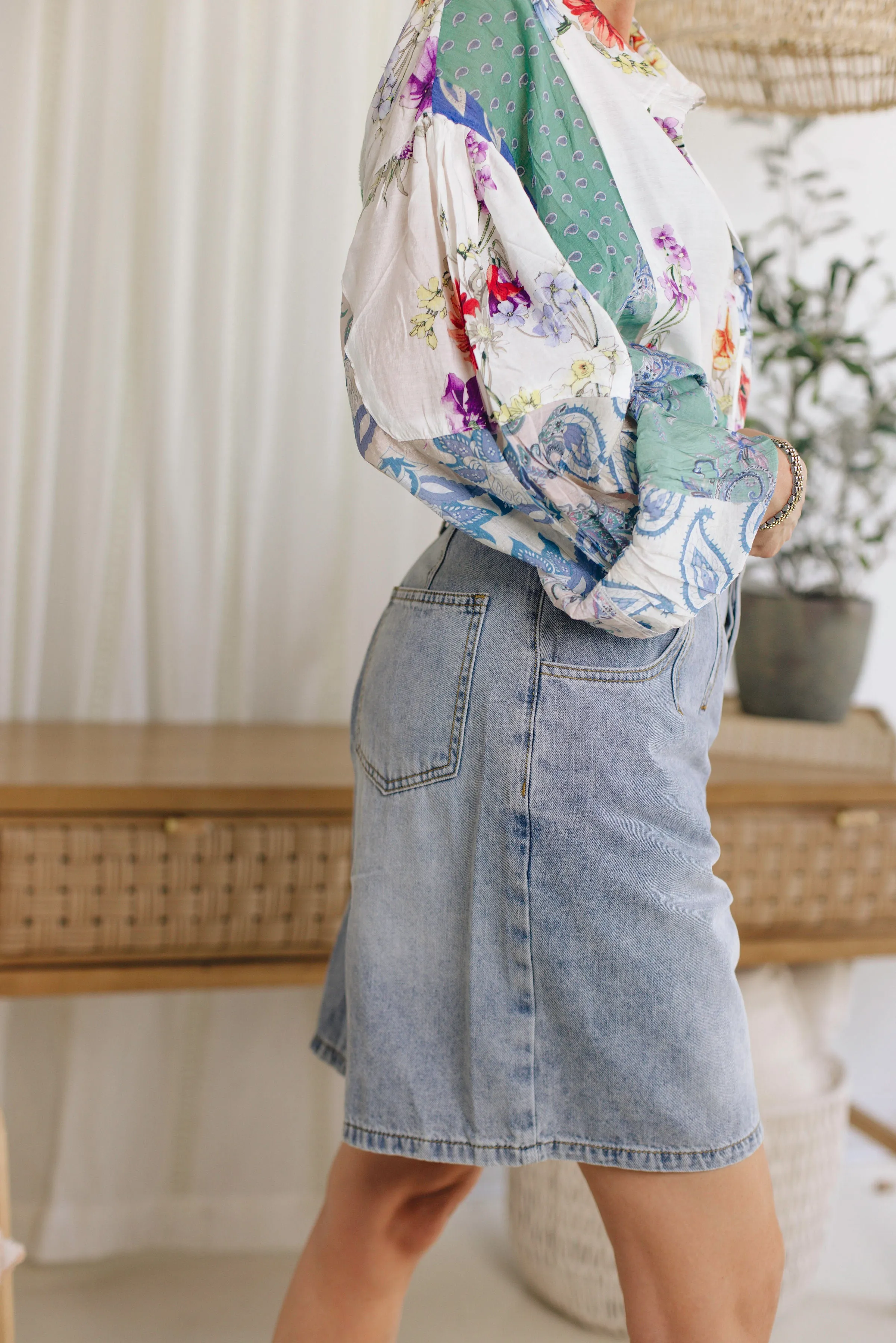 Wide Leg Denim Shorts (S-L)