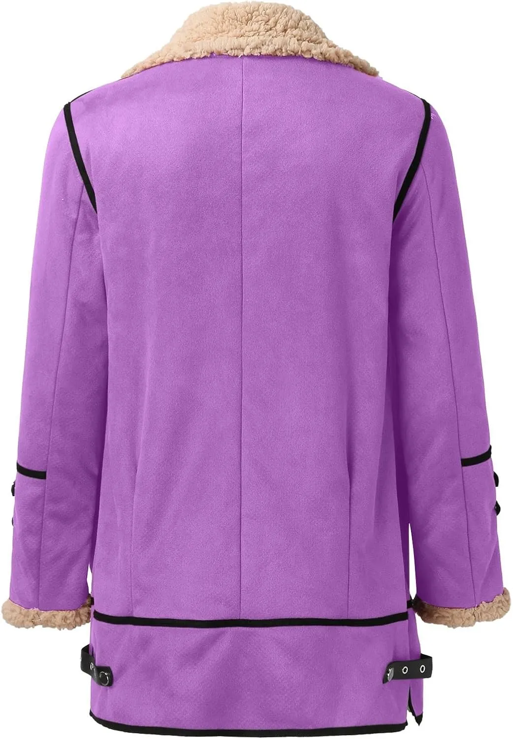 Women Plus Size Winter Coat Lapel Collar Long Sleeve Padded Leather Jacket Vintage Thicken Flannel Shirt Jacket