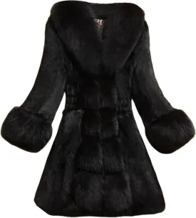 Women's Faux Fox Fur Coat Thicken Warm Fur Jacket Winter Classy Elegant Outerwear Coat Solid Slim Fit A-Line Overcoat