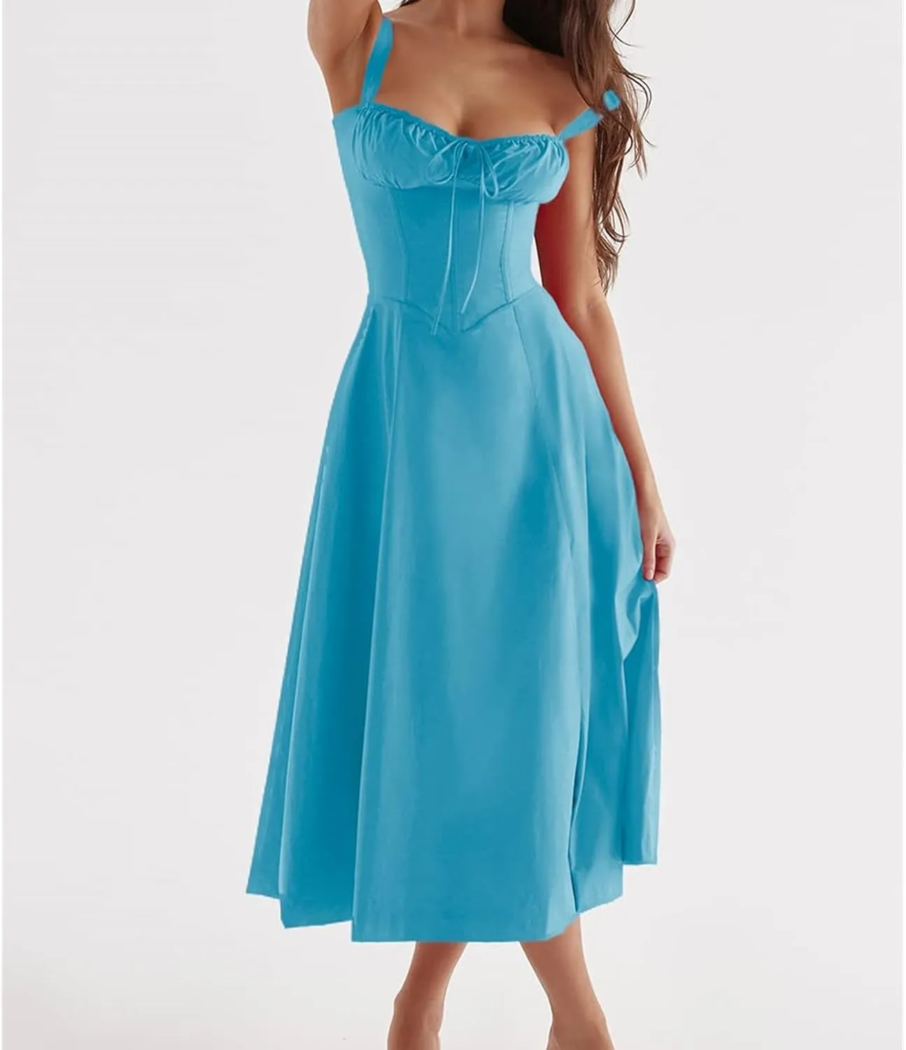 Womens Floral Corset Dress Sleeveless Formal Cocktail Dresses Boho Flowy Slit Going Out A Line Swing Sundress