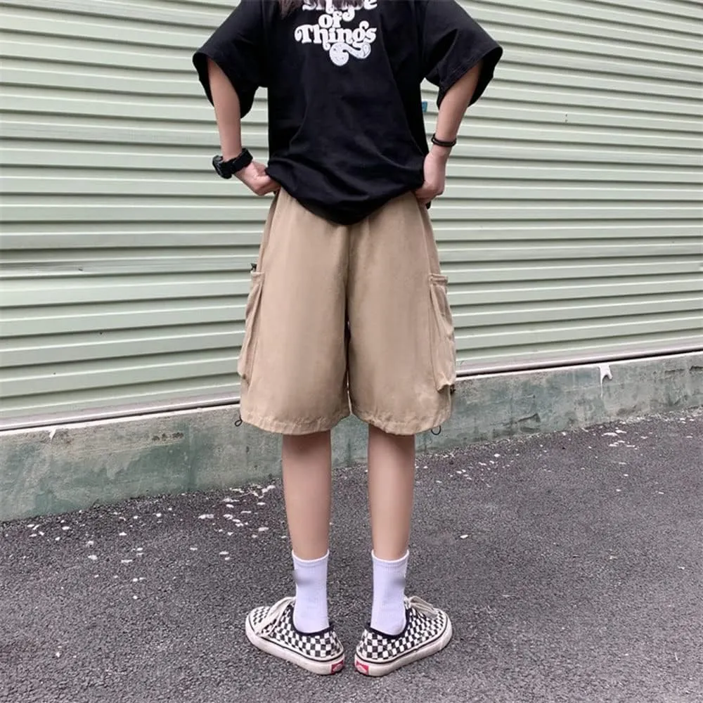 Women's Summer Cargo Shorts Elastic Waist Drawsting Comfy Cotton Loose Shorts
