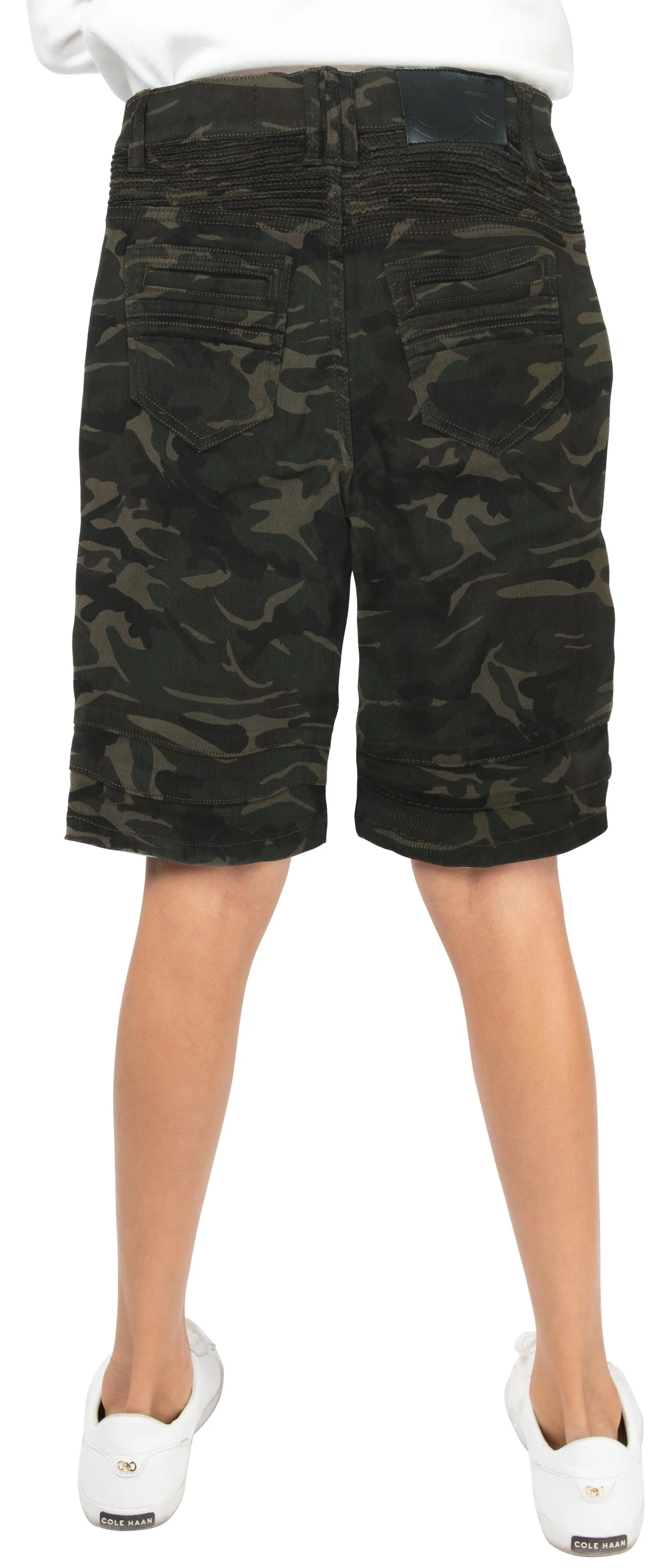 X RAY Boy's Slim Fit Washed Moto Biker Denim Shorts