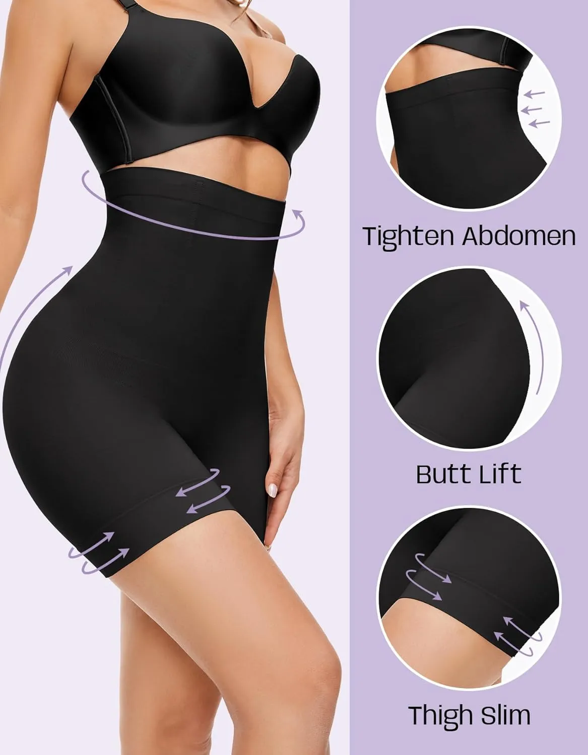 YADIFEN Shapewear Shorts Tummy Control Shapewear Invisible Shaping Shorts High Waisted Body Shaper Shorts Under Dress